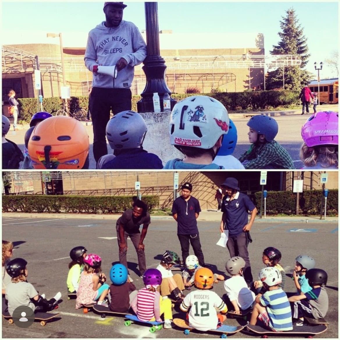 Skater taking a deep breath before dropping into a bowl at a NYC skatepark